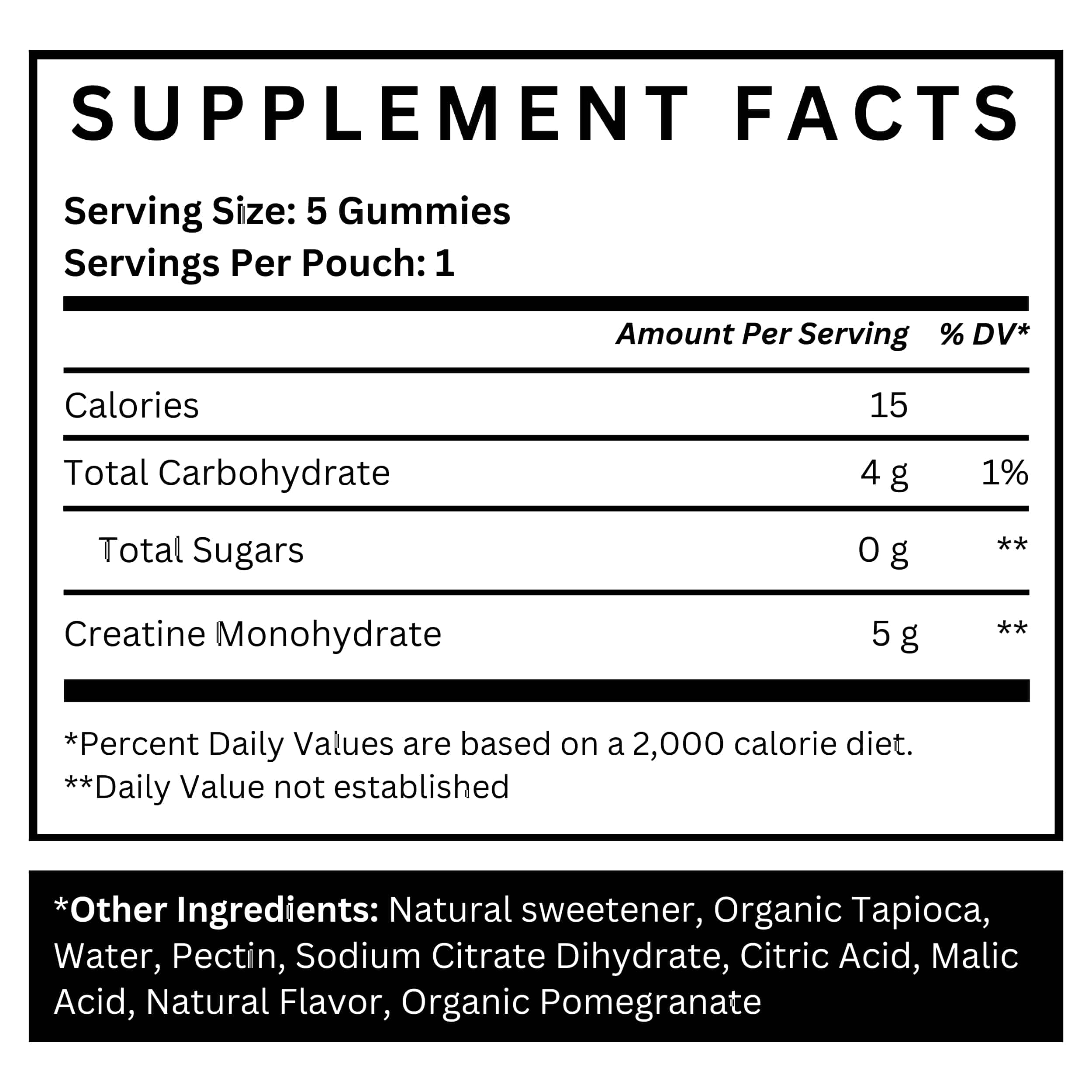 Creatine Gummy Supplement Facts